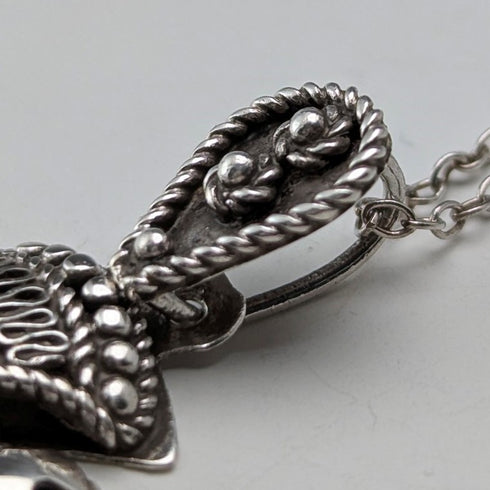 ヴィンテージ 900シルバー&パープルストーン クロスペンダント& 純銀ネックレス