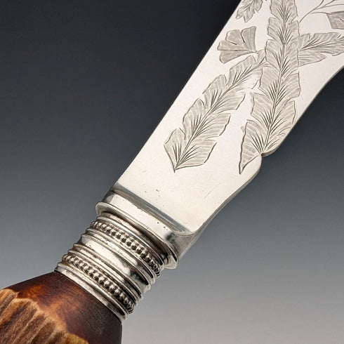 1900年頃 英国アンティーク アントラーハンドル フィッシュサーバーセット Elizabeth Jane Fairbairns