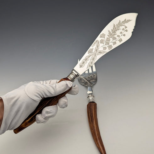 1900年頃 英国アンティーク アントラーハンドル フィッシュサーバーセット Elizabeth Jane Fairbairns