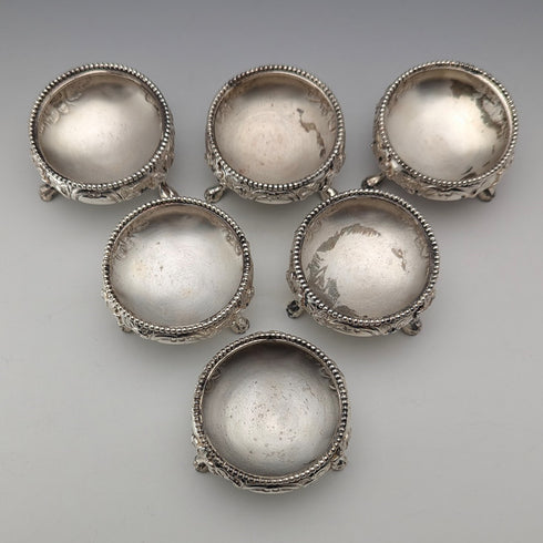 19世紀後半 英国アンティーク シルバープレート製 ソルトディッシュ 6個セット