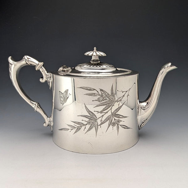 Circa 1890 British antique silver plate teapot James Dixon