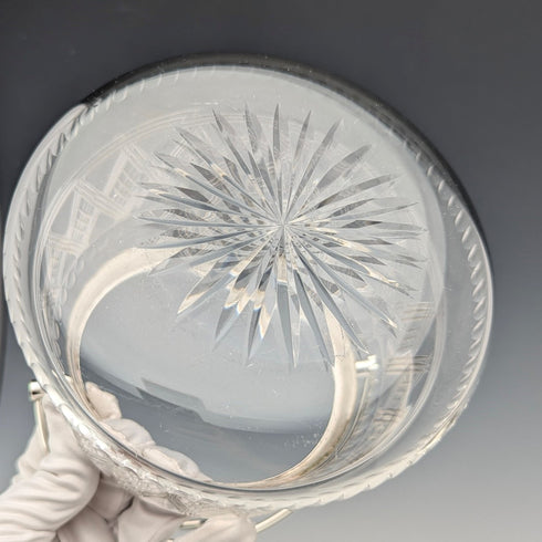 Late 19th Century British Antique Biscuit Barrel with Silver Plate Lid, Kerr & Phillips