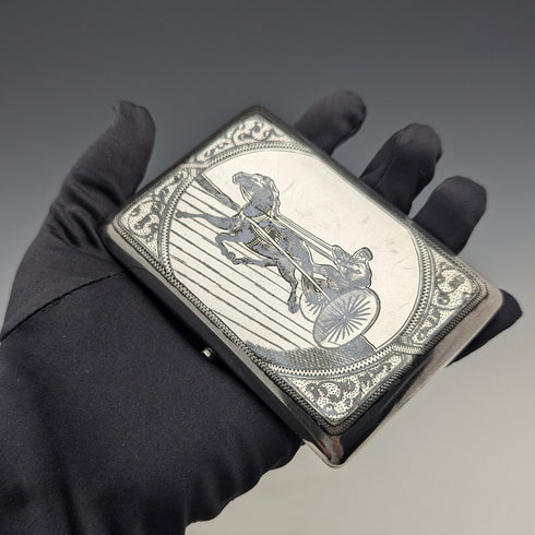 約 1900 年俄羅斯古董 875 銀 Niero 裝飾煙盒 143 克