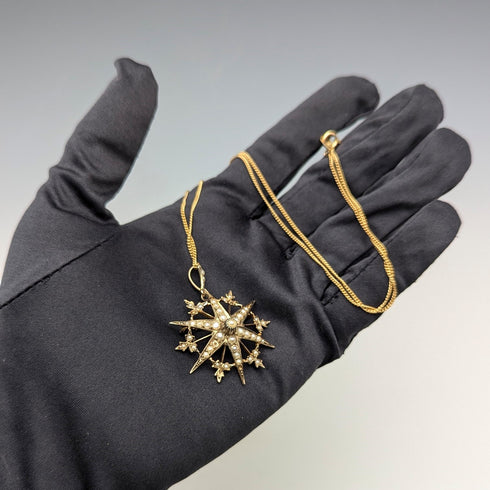 1909年 英国アンティーク 9ctゴールド&パール ペンダントブローチ