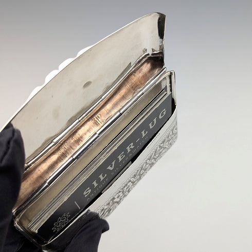 1905 British antique sterling silver card case with embossed decoration, 72g, Henry Williamson Ltd