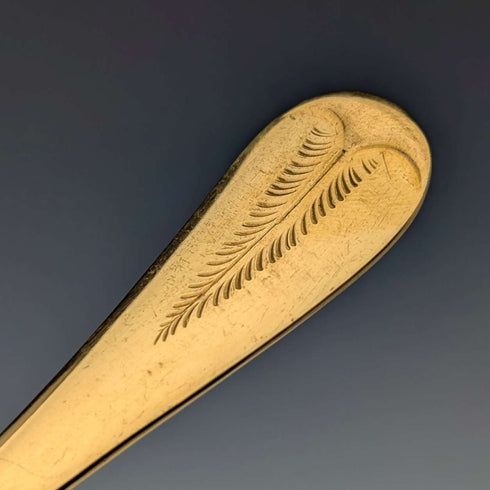 Set of 4 late 19th century British antique gold plated berry spoons