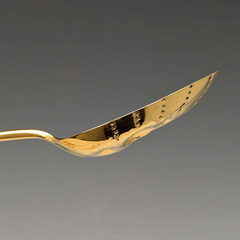 Set of 4 late 19th century British antique gold plated berry spoons