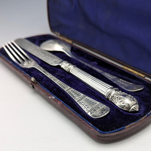 約 1870 年英國古董純銀清潔餐具套裝,裝在 Case Walker&Hall 中