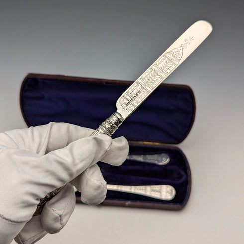 約 1870 年英國古董純銀清潔餐具套裝,裝在 Case Walker&Hall 中