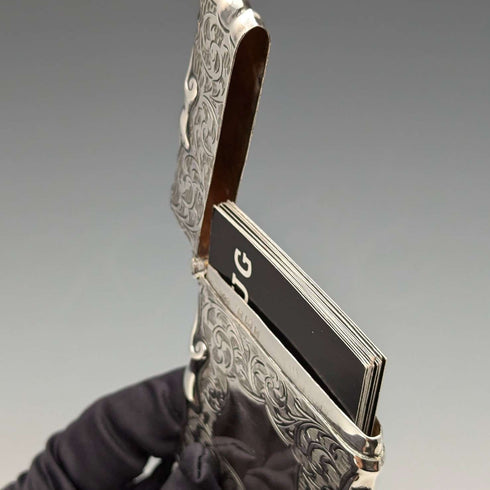 1903 British antique sterling silver card case, 61g, Smith&Bartlam