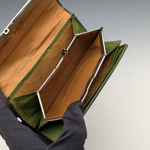 1898年 英国アンティーク 純銀装飾 小型革財布 小銭入れ G H James & Co