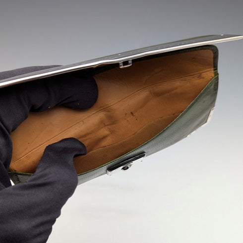 1898年 英国アンティーク 純銀装飾 小型革財布 小銭入れ G H James & Co