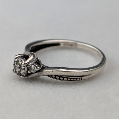 英国ヴィンテージ ジュエリー ジルコニア 純銀リング (9号)指輪