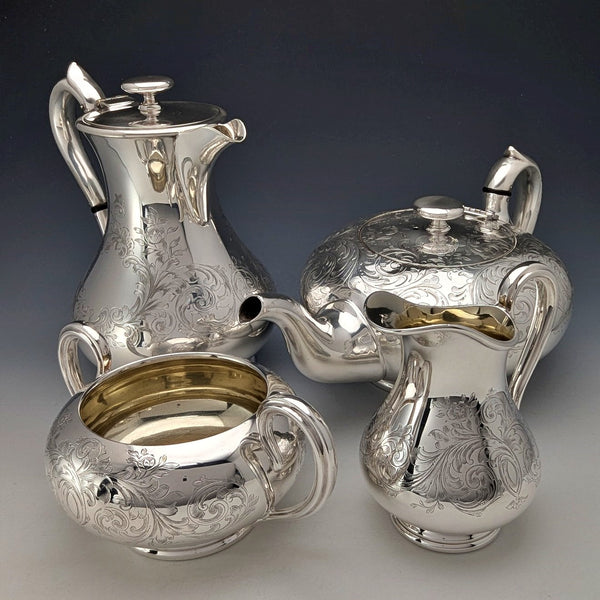 1938 British Vintage Silver Plate Tea Set of 4, Elkington