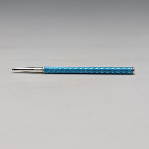 復古純銀和藍色扭索飾琺瑯迷你自動鉛筆
