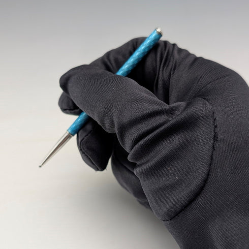 復古純銀和藍色扭索飾琺瑯迷你自動鉛筆