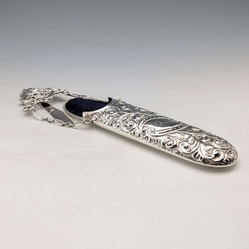 1895 British antique sterling silver chatelaine eyeglass case by Colen Hewer
