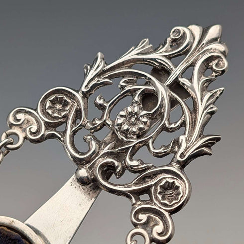 1895 British antique sterling silver chatelaine eyeglass case by Colen Hewer