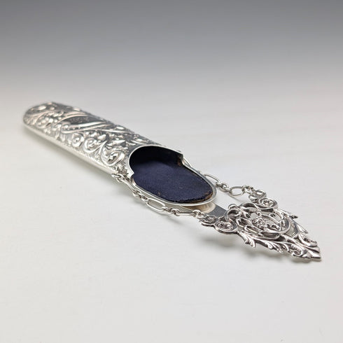 1895 British antique sterling silver chatelaine eyeglass case by Colen Hewer