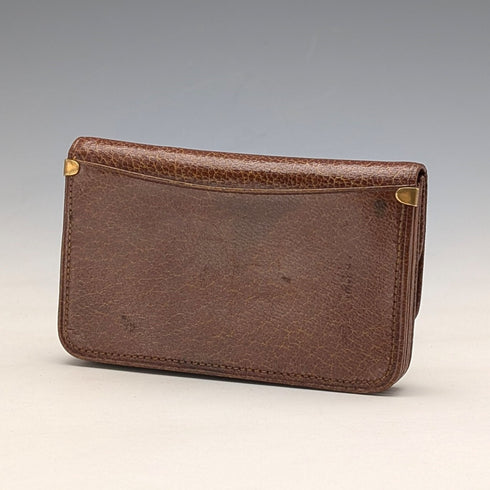 British vintage green leather small wallet with coin purse and gold plated decoration