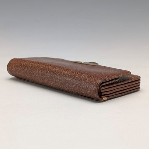 British vintage green leather small wallet with coin purse and gold plated decoration