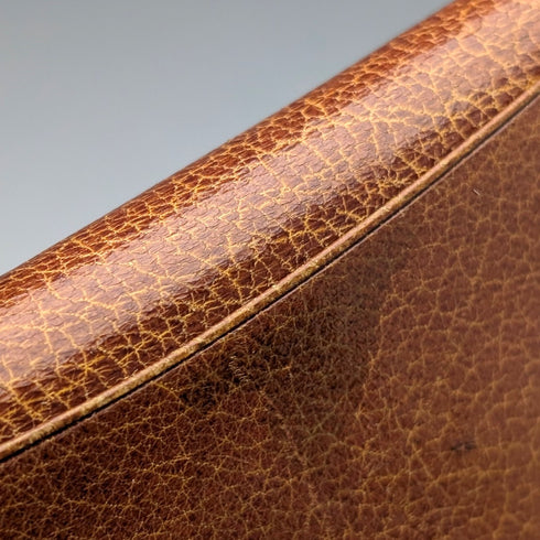 British vintage green leather small wallet with coin purse and gold plated decoration