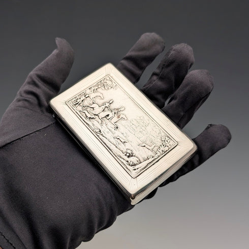 19世紀 オーストリア製 812シルバー 浮き彫り装飾 スクエアボックス 103g