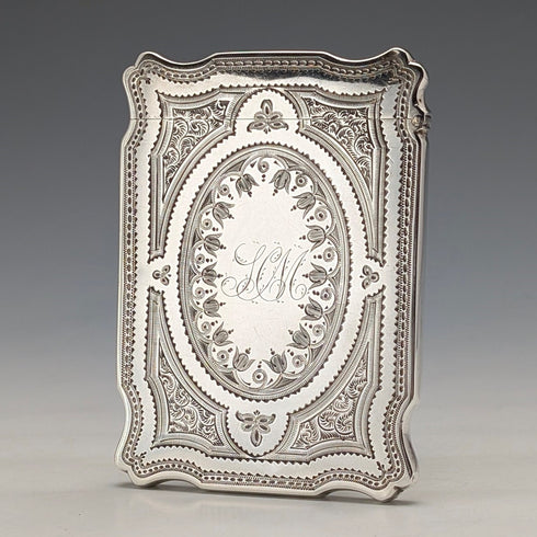 1880 British antique sterling silver card case, 72g, Hilliard & Thomason, in excellent condition