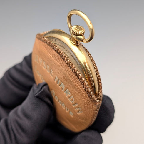 Circa 1940 Vintage Ulysse Nardin Pocket Watch 18K Gold Case In good working order Comes with case and warranty