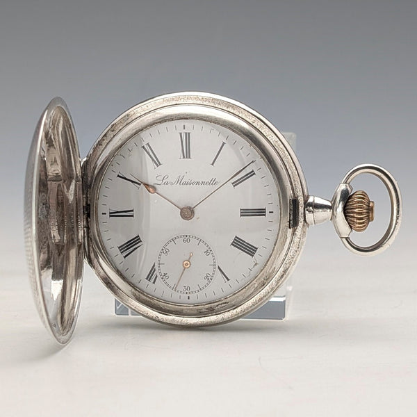 Antique La Maisonette pocket watch, circa 1910, silver side hunter case, in good working order