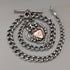 Circa 1910 British antique sterling silver Albert chain, 52g, sterling silver emblem fob