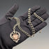 Circa 1910 British antique sterling silver Albert chain, 52g, sterling silver emblem fob