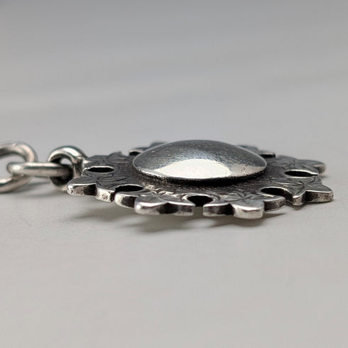 Circa 1910 British antique sterling silver Albert chain, 51g sterling silver medal fob