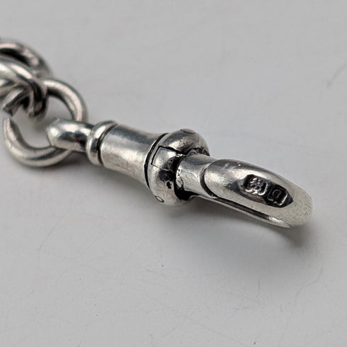 Circa 1910 British antique sterling silver Albert chain, 51g sterling silver medal fob