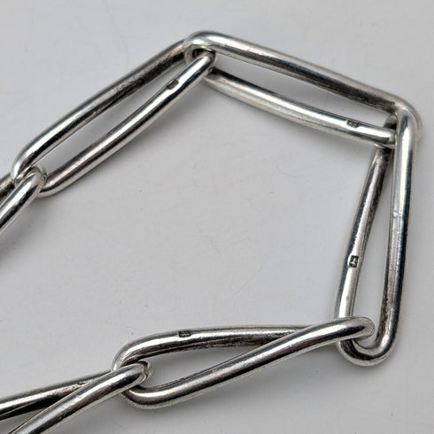 約 1900 年英國古董純銀阿爾伯特鍊 51 克 2 色天然石材旋轉鑰匙圈