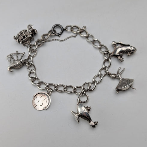 1970 年代英國復古純銀吊飾手鍊 26 克