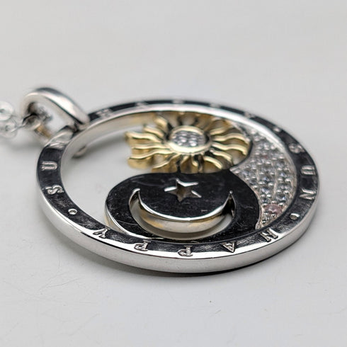 復古純銀吊墜月亮和太陽設計 13.5 克帶項鍊