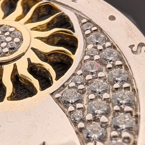 復古純銀吊墜月亮和太陽設計 13.5 克帶項鍊