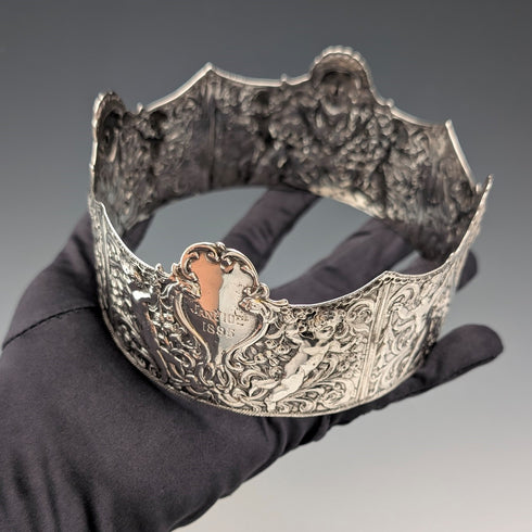 1893 British antique sterling silver pincushion frame Susannah Brasted