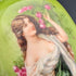 1910 British antique ceramic woman painted flower vase pair with pure silver decoration