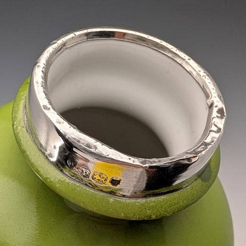 1910 British antique ceramic woman painted flower vase pair with pure silver decoration