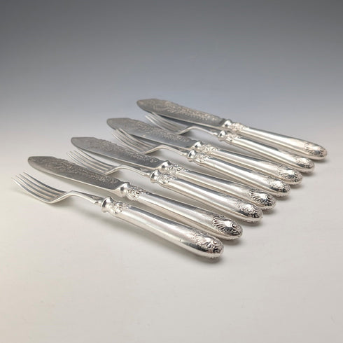 1907年 英国アンティーク シルバープレート製 カトラリー4ペア Walker&Hall