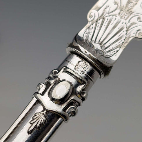Late 19th Century British Antique Silver Plate Handle Cutlery 7 Pair by John Gilbert