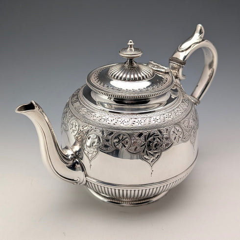 19世紀後半 英国アンティーク シルバープレート製 ティーポット James Dixon&Sons