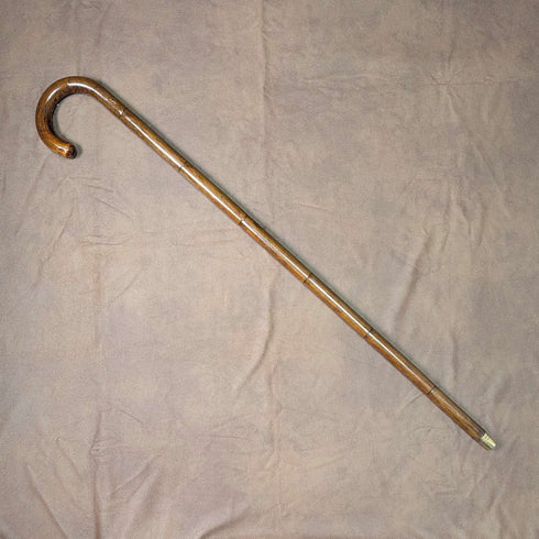 Antique British gentleman's brown shaft curved handle walking stick 78cm