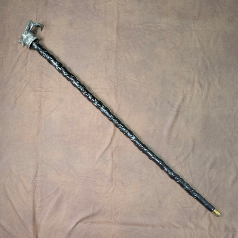 英國復古黑軸錫製山羊頭手柄手杖 85 厘米