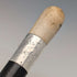 1914 British antique black shaft L-shaped antler handle pure silver decorated walking stick 88cm
