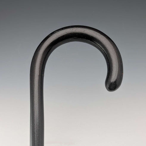 Antique British black shaft curved handle walking stick 90cm