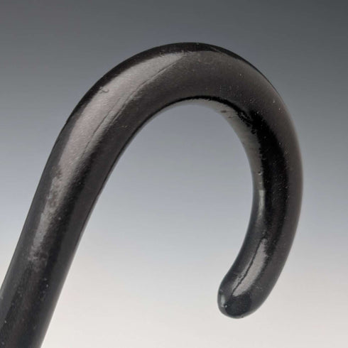 Antique British black shaft curved handle walking stick 90cm