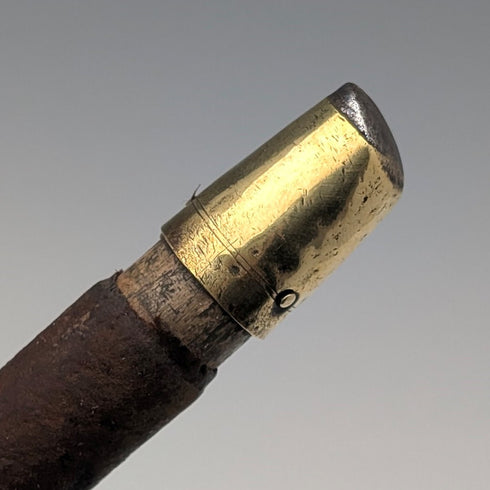 英國古董皮革棕色軸旋鈕手杖手杖 89 厘米